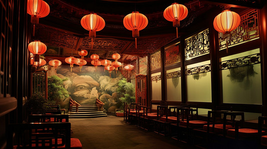 中国茶馆剧院背景图片