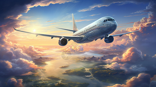 天上的风景天上的飞机背景