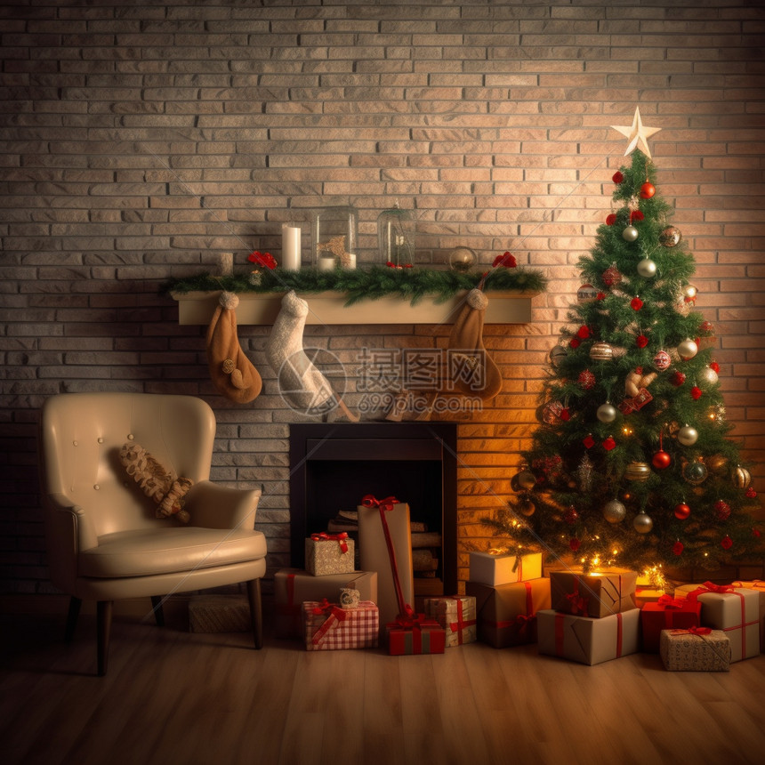 室内的圣诞树图片