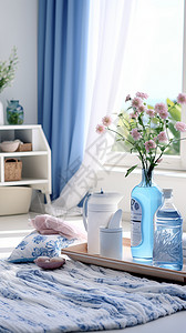 家纺背景室内洗衣房的洗涤剂设计图片