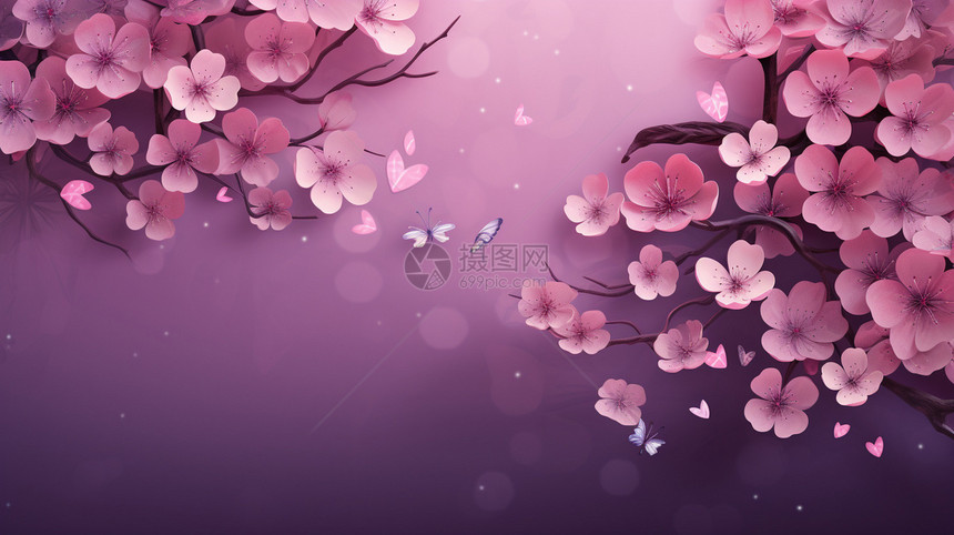 紫色花朵创意背景图片