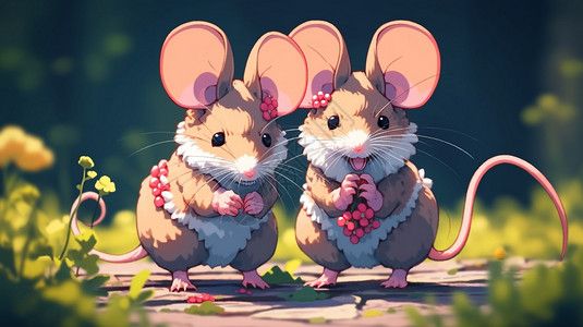 动漫风格的老鼠插图图片