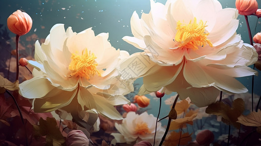 水彩风格的花朵插图背景图片