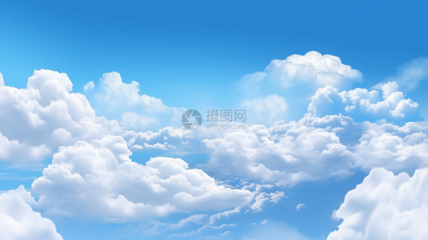 蓝天白云景观的艺术插图图片