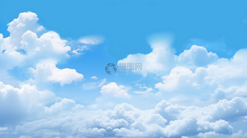 游戏风格的蓝天白云景观图片