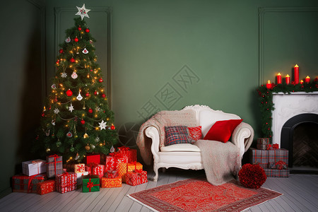 复古家居的圣诞节装饰高清图片