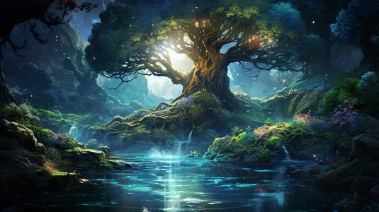 梦幻森林的游戏插图背景图片