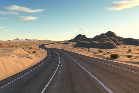 假期出行的沙漠公路图片