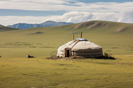 草原上的蒙古包背景图片