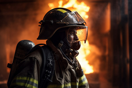 火场中救火的消防员图片