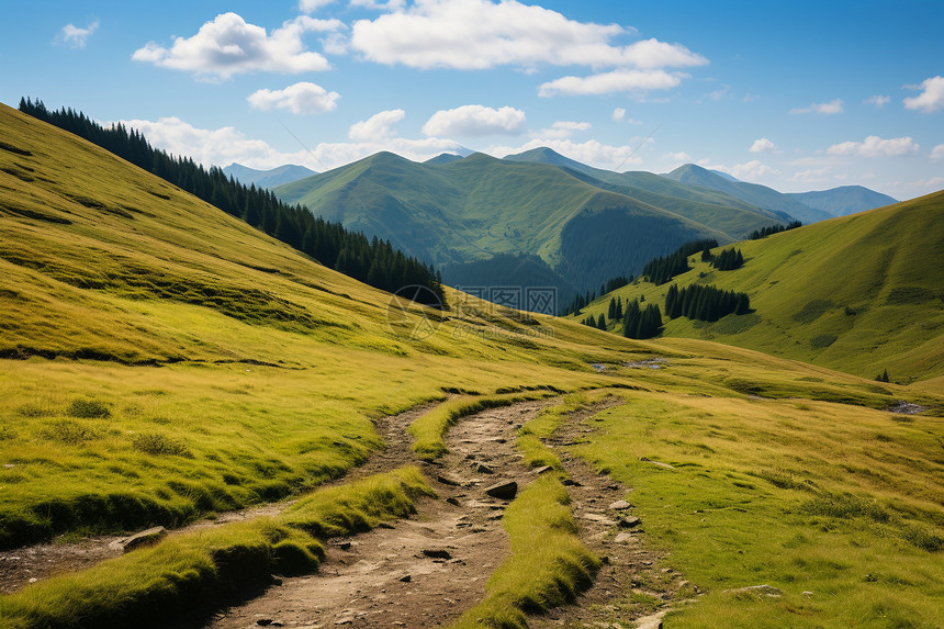 美丽山峰草原景观图片