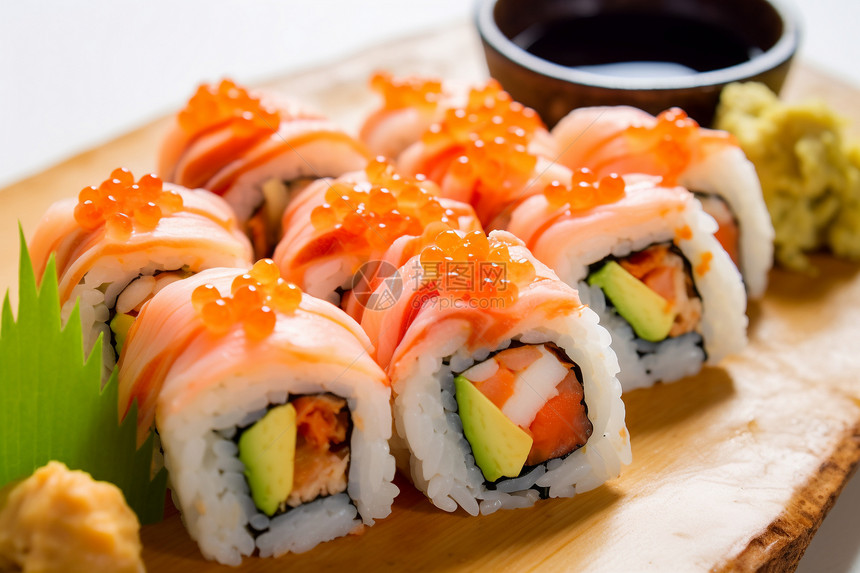 美味的三文鱼寿司图片