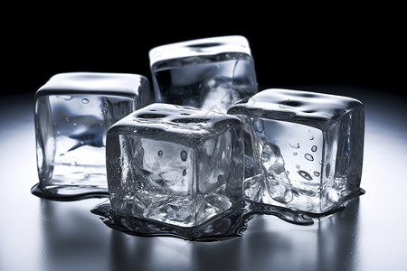 透明的冰块清爽四块冰高清图片