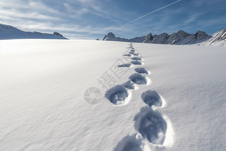雪山脚印雪地上的足迹背景