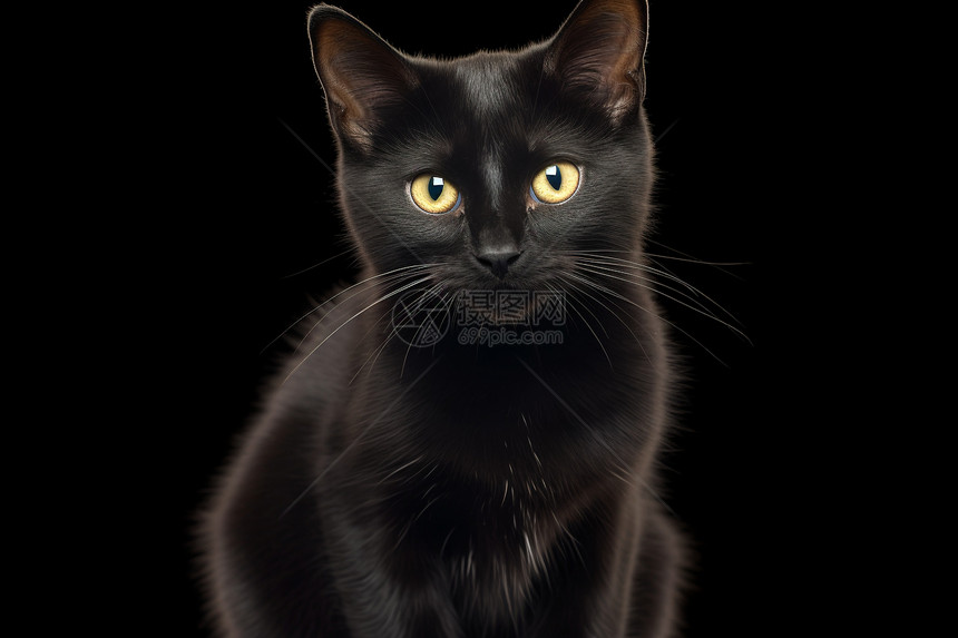 可爱的黑色猫咪图片