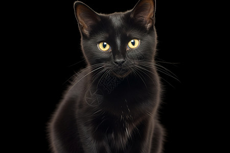 可爱的黑色猫咪背景图片