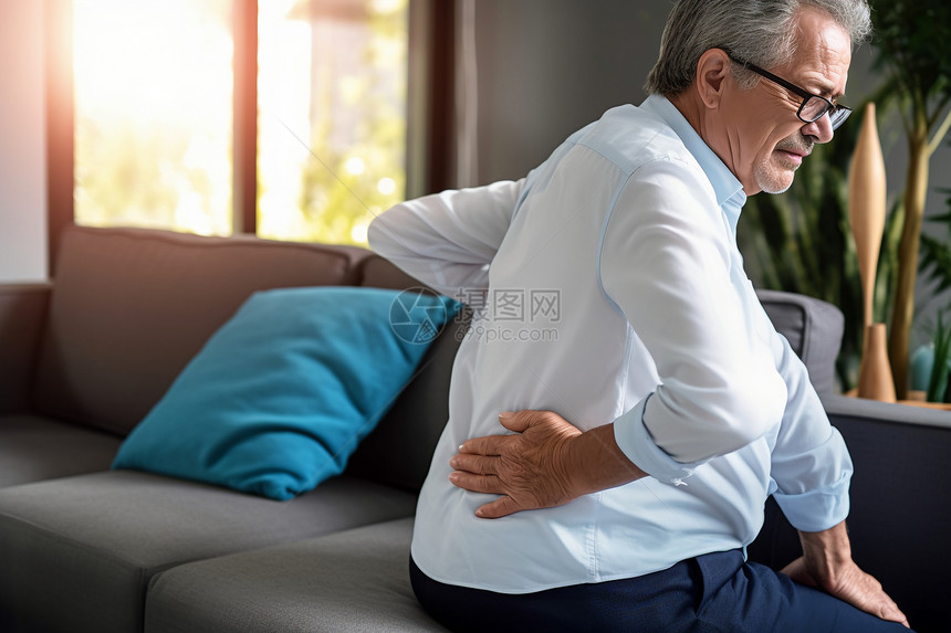 腰部疼痛的男人图片
