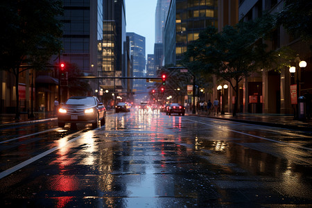 雨后的城市夜景图片