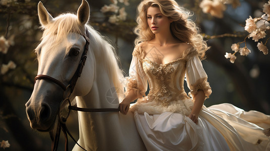 美女骑马背景图片
