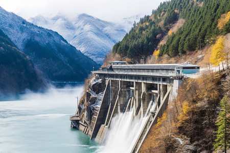 户外的水利工程建筑大坝背景图片