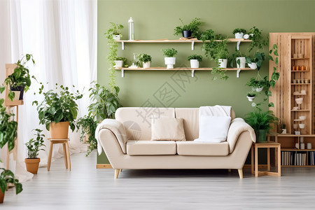 常春藤联盟家居客厅里的植物设计图片