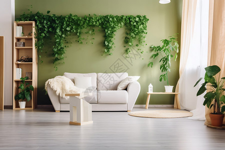 藤蔓装饰公寓里的植物设计图片