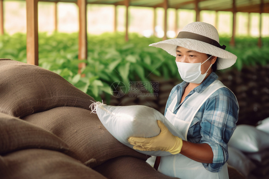 搬运肥料的女工图片