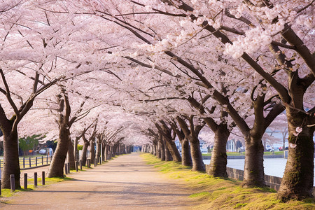 春天盛开的美丽樱花树图片
