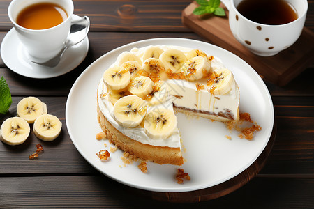 美味的香蕉芝士蛋糕图片