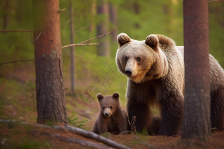 妈妈给宝宝哺乳棕熊妈妈与棕熊宝宝背景