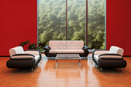 红黑现代室内家装空间高清图片