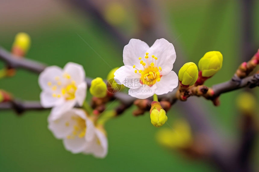 芬芳鲜嫩的初春杏花图片
