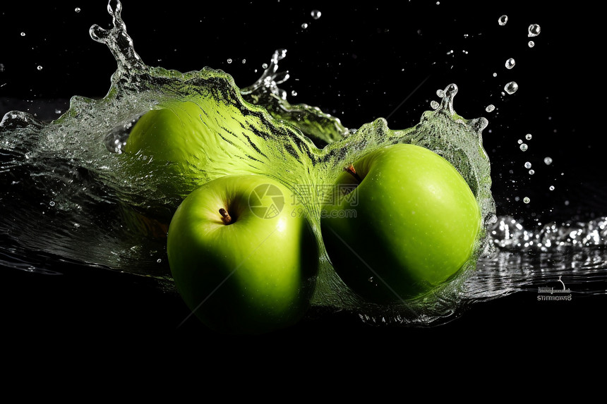 新鲜的绿色苹果图片