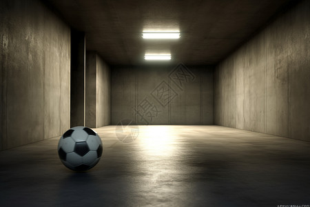 黑暗建筑内的足球背景图片