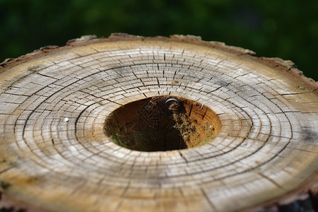 空心的树桩大树年轮高清图片