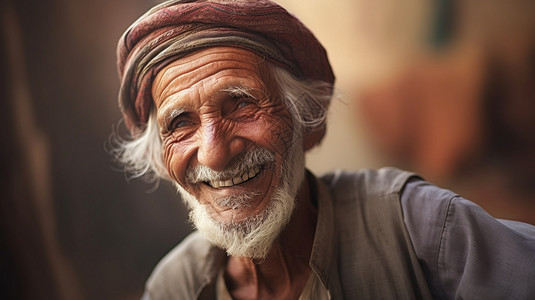 微笑的老年人图片