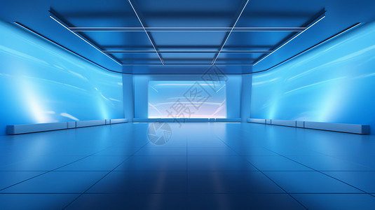 高端蓝色会议室场景背景图片