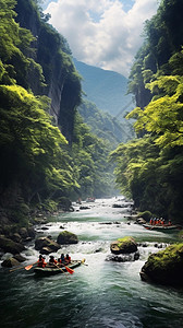 夏天森林的漂流项目高清图片