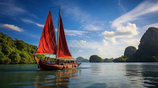 吉普勒吉普岛的帆船背景