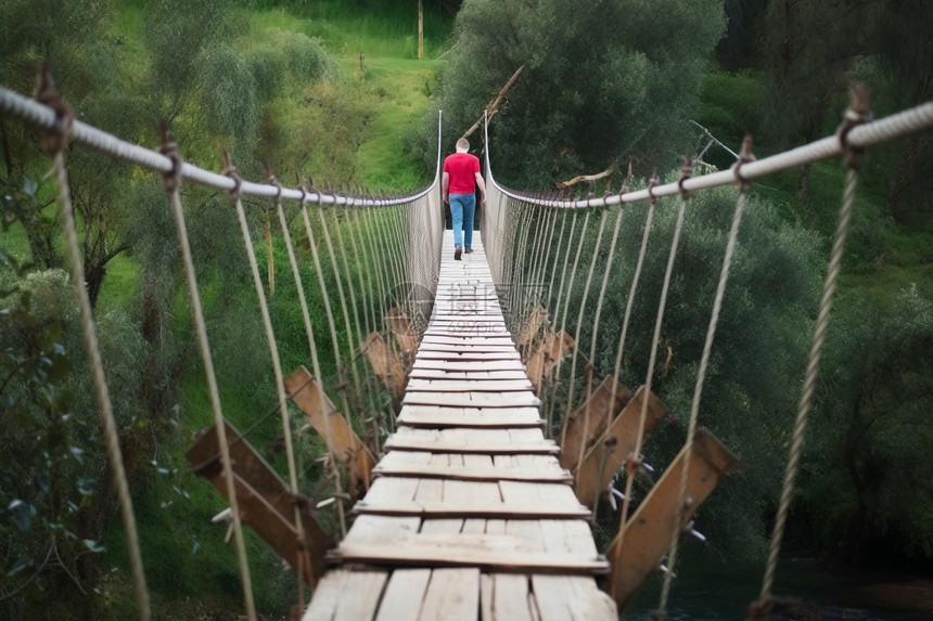 丛林公园的探险木桥图片