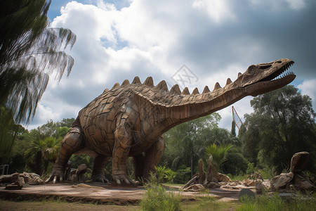 博物馆中的恐龙骨架背景图片