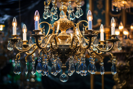 水晶建筑美丽的蜡烛装饰灯具背景