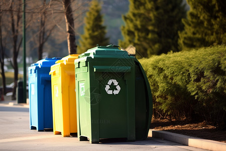 绿色塑料垃圾桶图片