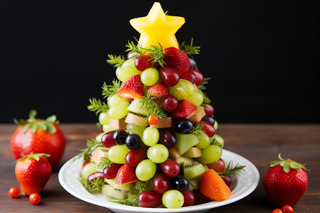 水果圣诞树背景图片