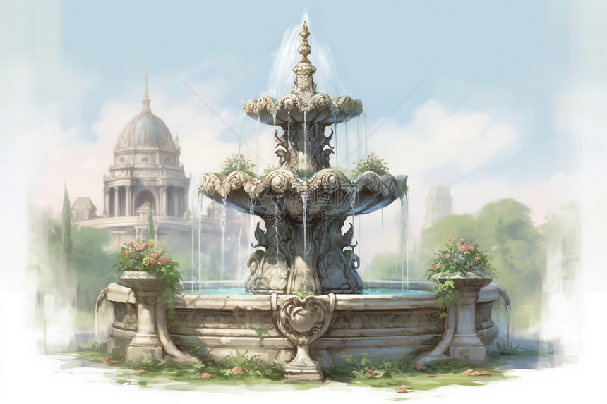 喷泉艺术插图图片