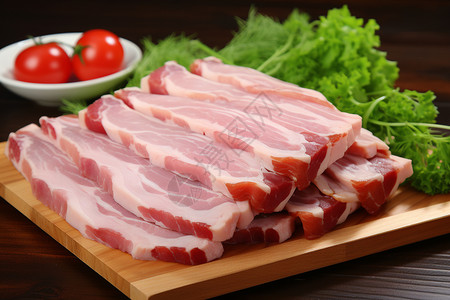 菜板上的猪肉图片