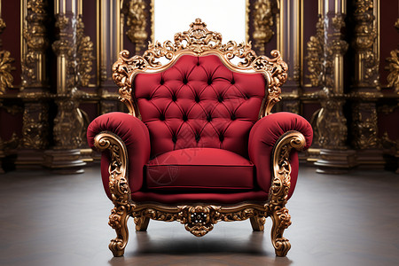 红色天鹅绒时尚的巴洛克沙发设计图片
