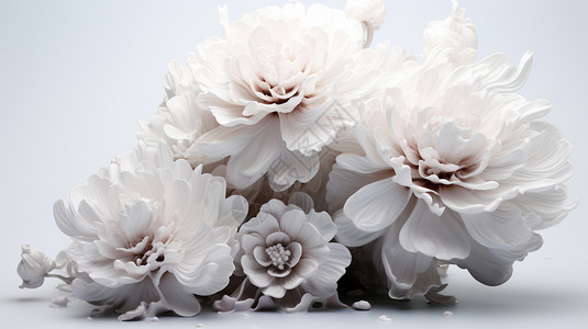 3D立体白色花朵图片