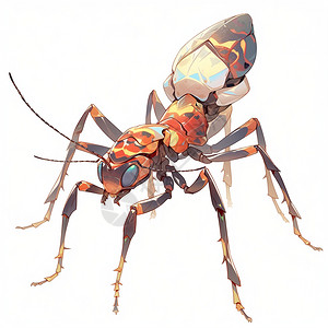 繁殖蚁纯色背景的立体蚂蚁插画
