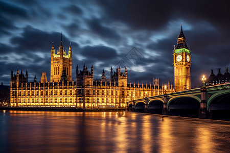 伦敦地标建筑的夜景图片
